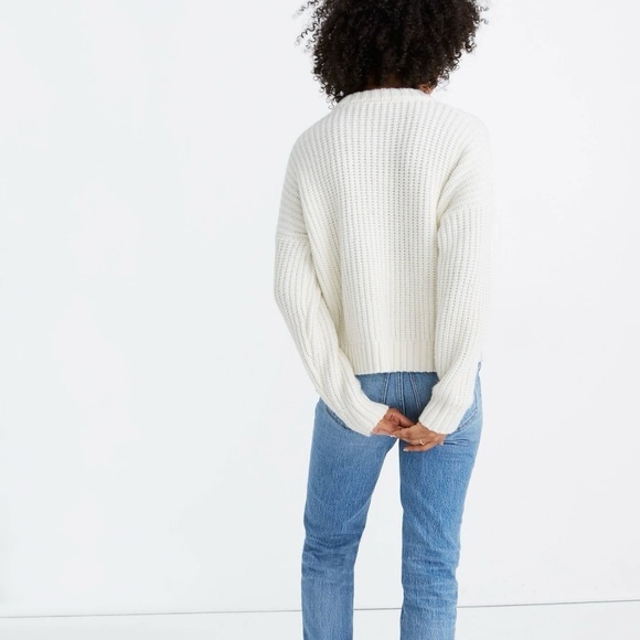 Madewell Everett Rib-Play Pullover Sweater in Antique Cream, Wool Alpaca, Size S - Picture 4 of 15